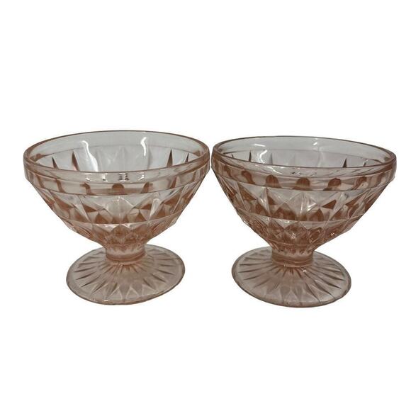 Vintage Jeanette Sherbet Bowl Windsor Diamond Pink Depression Glass - Picture 1 of 4